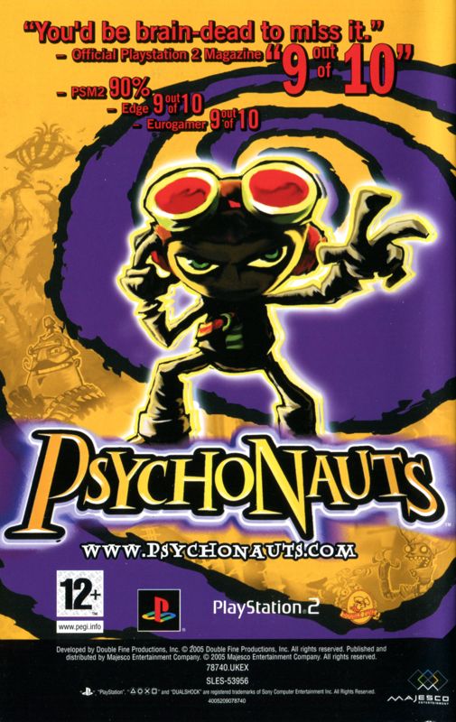 Psychonauts Manual Advertisement (Game Manual Advertisements): Æon Flux (UK), PS2 release