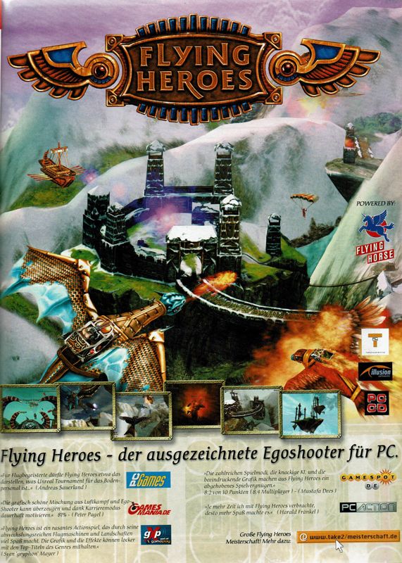 Flying Heroes Magazine Advertisement (Magazine Advertisements): PC Player (Germany), Issue 08/2000