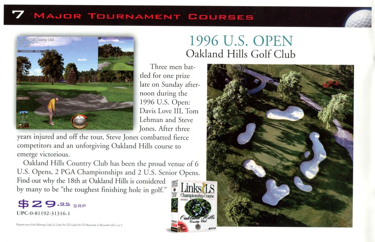 Links LS: Championship Course - Oakland Hills Country Club Catalogue (Catalogue Advertisements): Access Software 1997, Fall Catalog