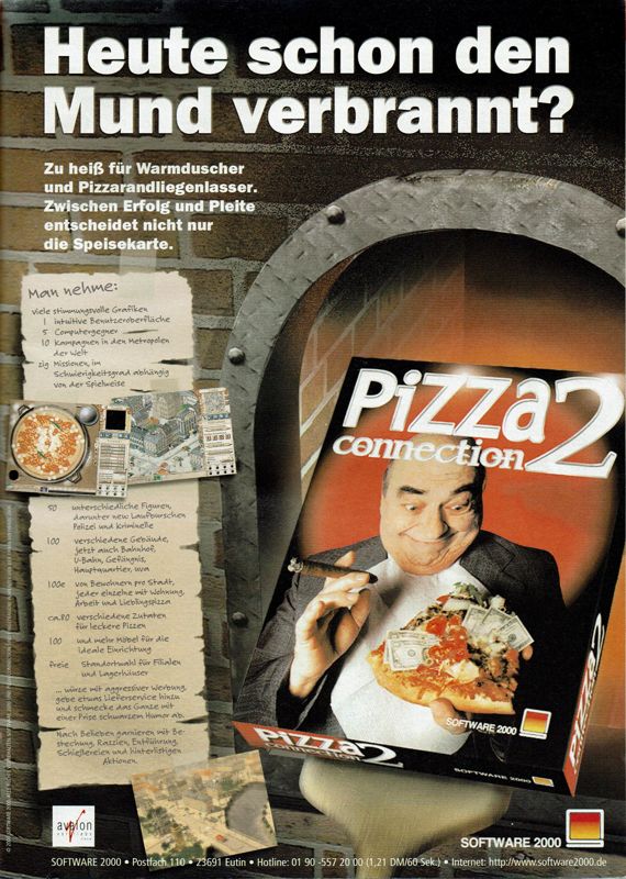 Fast Food Tycoon 2 Magazine Advertisement (Magazine Advertisements): PC Player (Germany), Issue 10/2000