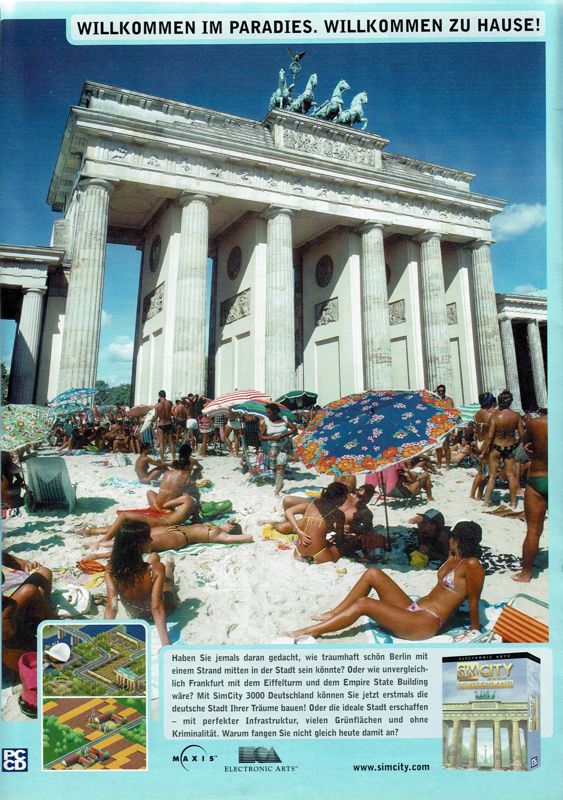 SimCity 3000 Unlimited Magazine Advertisement (Magazine Advertisements): PC Player (Germany), Issue 07/2000
