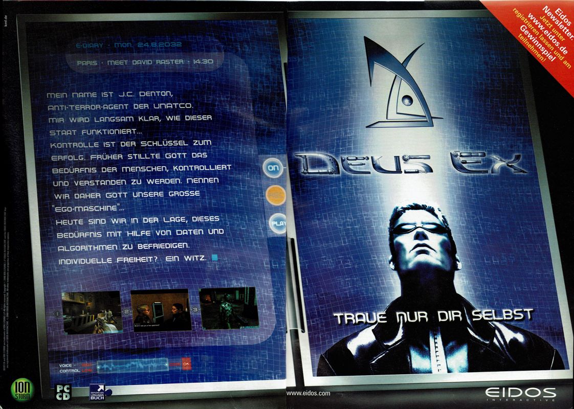 Deus Ex Magazine Advertisement (Magazine Advertisements): PC Player (Germany), Issue 08/2000