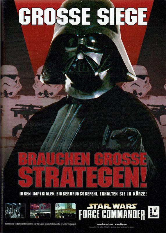 Star Wars: Force Commander Magazine Advertisement (Magazine Advertisements): PC Player (Germany), Issue 05/2000