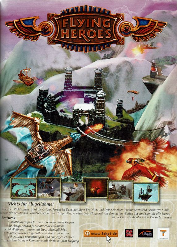 Flying Heroes Magazine Advertisement (Magazine Advertisements): PC Player (Germany), Issue 06/2000