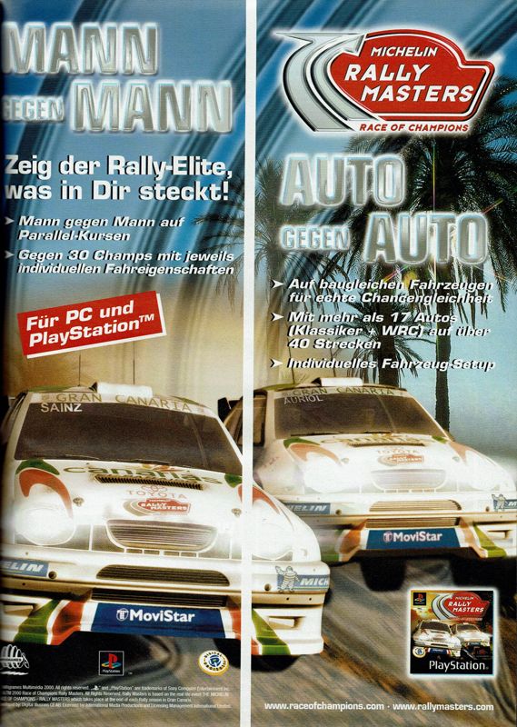 Michelin Rally Masters: Race of Champions Magazine Advertisement (Magazine Advertisements): PC Player (Germany), Issue 06/2000