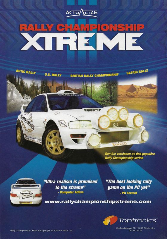 Rally Championship Xtreme Magazine Advertisement (Magazine Advertisements): PC Gamer (Sweden), Issue 59 (November 2001)