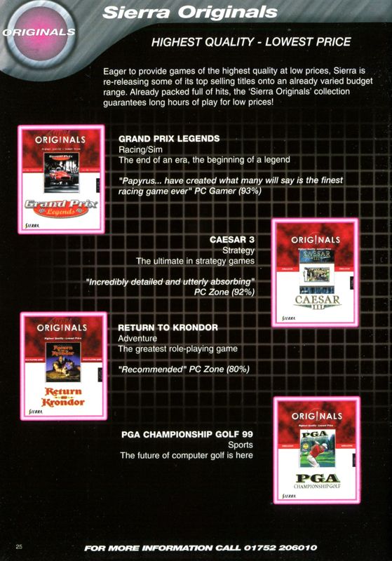 Grand Prix Legends Catalogue (Catalogue Advertisements): Sierra Catalogue 2000-2001 (S0020445)