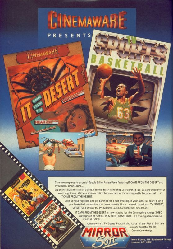 TV Sports: Basketball Magazine Advertisement (Magazine Advertisements): CU Amiga Magazine (UK) Issue #3 (May 1990). Courtesy of the Internet Archive. Page 12