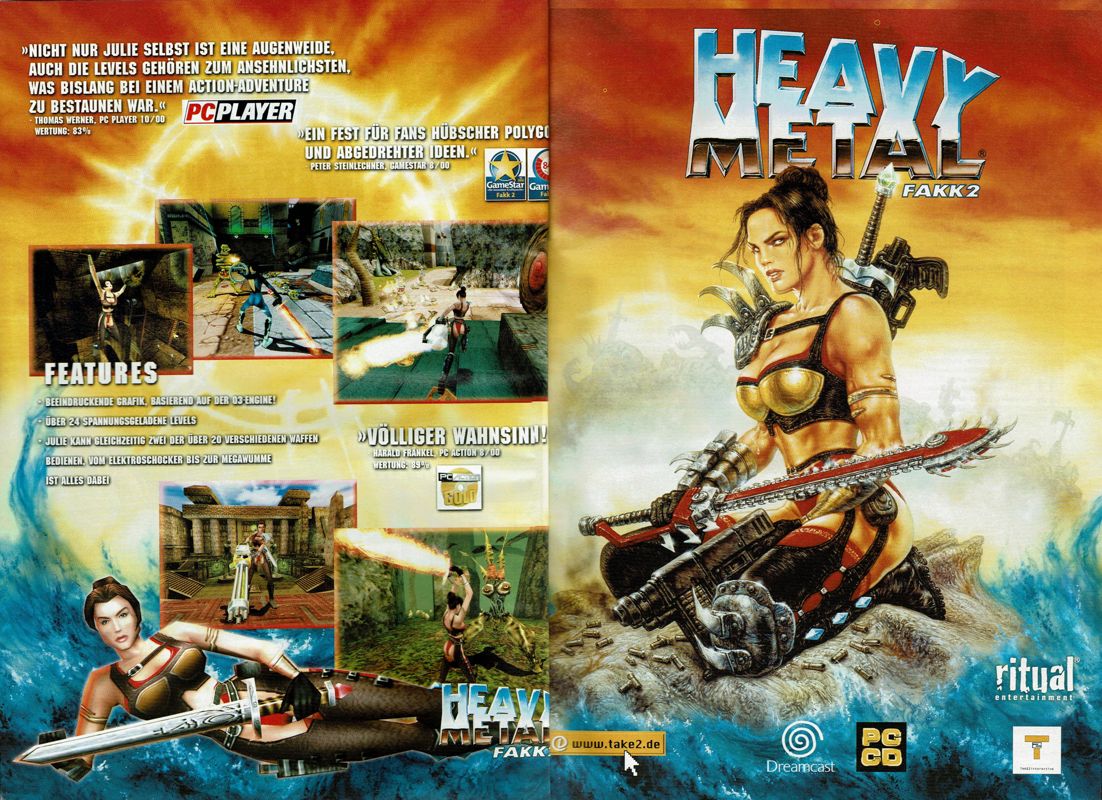 Heavy Metal: F.A.K.K. 2 Magazine Advertisement (Magazine Advertisements): PC Player (Germany), Issue 11/2000