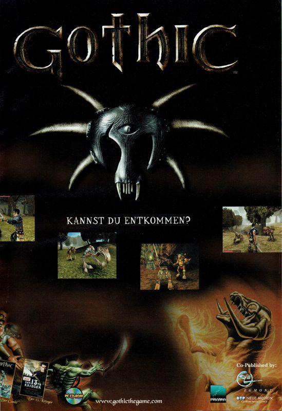 Gothic Magazine Advertisement (Magazine Advertisements): PC Player (Germany), Issue 11/2000 Part 2