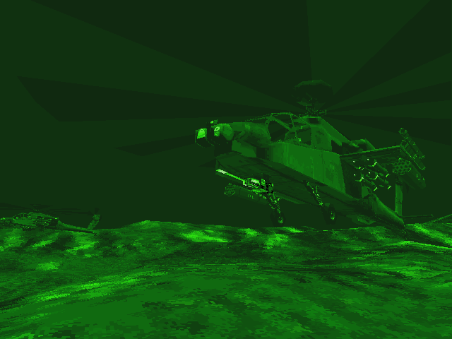 Jane's Combat Simulations: Longbow - Gold Screenshot (Official Website): Night vision never looked so good. Gone are the days of fuzzy, blurry night-enhaced vision. This is how you want to see the enemy. Just not this close.