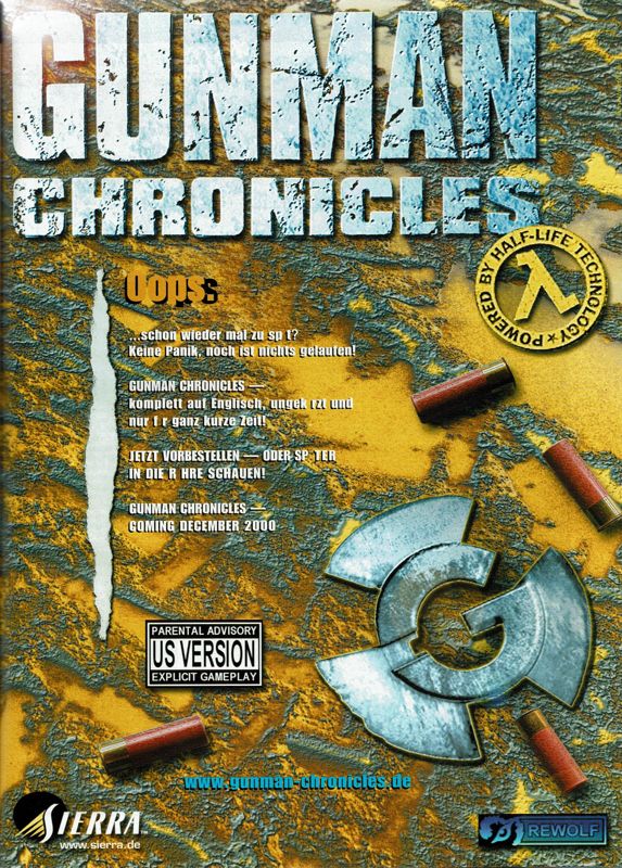 Gunman Chronicles Magazine Advertisement (Magazine Advertisements): PC Player (Germany), Issue 12/2000