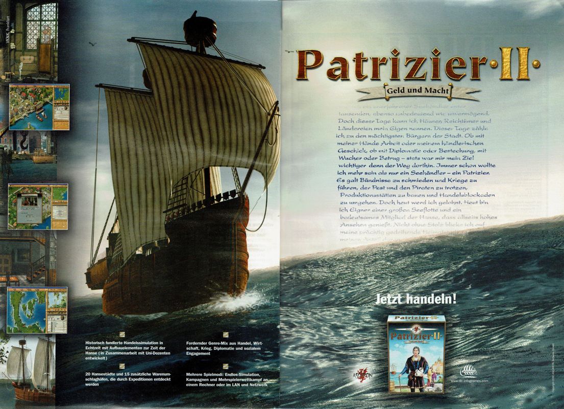 Patrician II: Quest for Power Magazine Advertisement (Magazine Advertisements): PC Player (Germany), Issue 13/2000