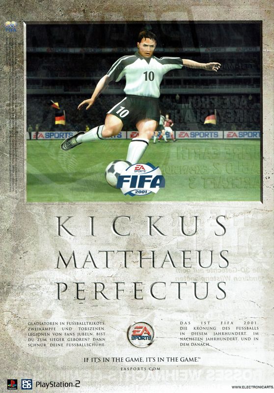 FIFA 2001: Major League Soccer Magazine Advertisement (Magazine Advertisements): PC Player (Germany), Issue 13/2000