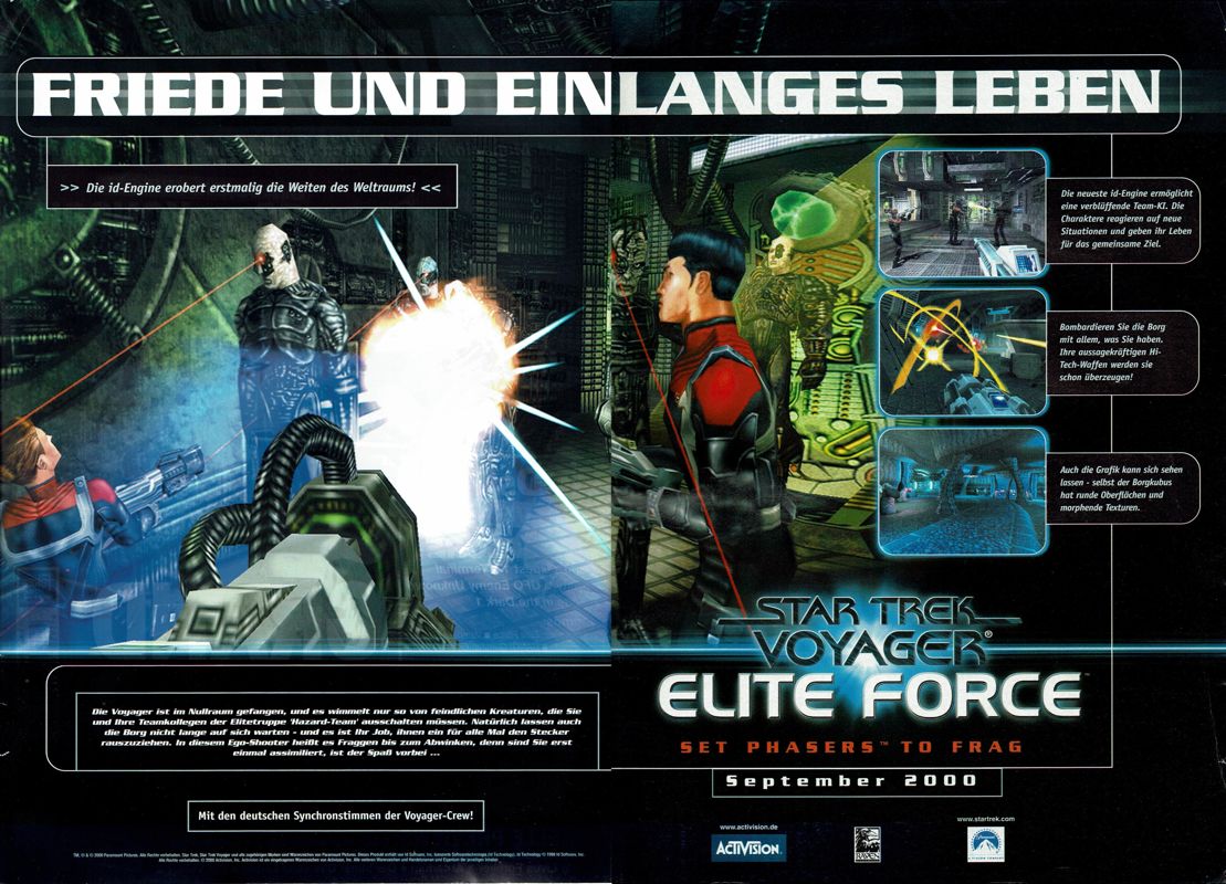 Star Trek: Voyager - Elite Force Magazine Advertisement (Magazine Advertisements): PC Player (Germany), Issue 09/2000