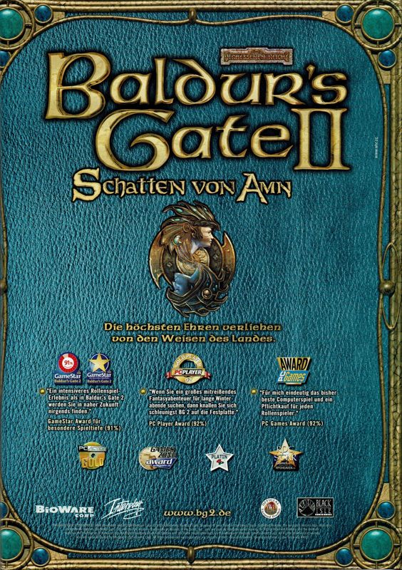 Baldur's Gate II: Shadows of Amn Magazine Advertisement (Magazine Advertisements): PC Player (Germany), Issue 01/2001