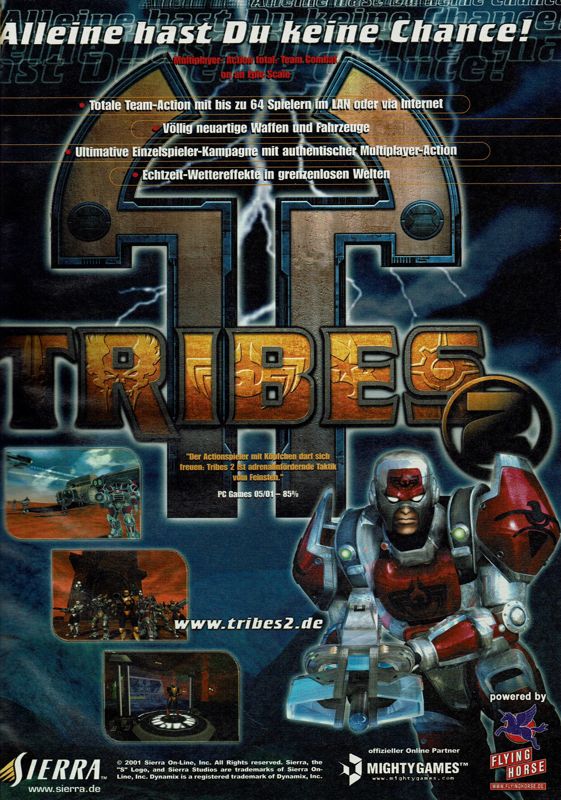 Tribes 2 Magazine Advertisement (Magazine Advertisements): PC Player (Germany), Issue 06/2001