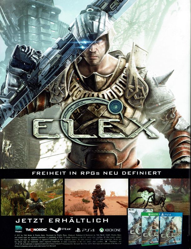 Elex Magazine Advertisement (Magazine Advertisements): Retro Gamer (Germany), Issue 01/2018