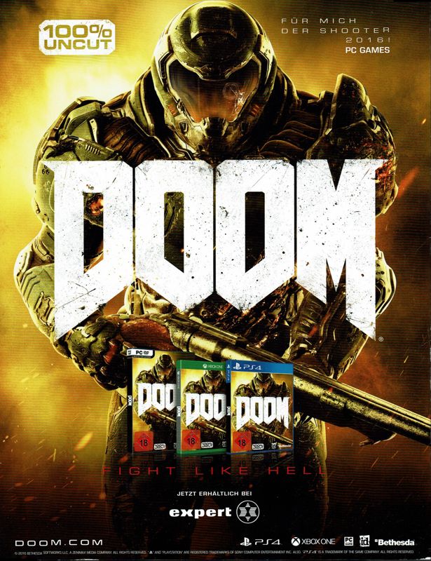 Doom Magazine Advertisement (Magazine Advertisements): Retro Gamer (Germany), Issue 03/2016