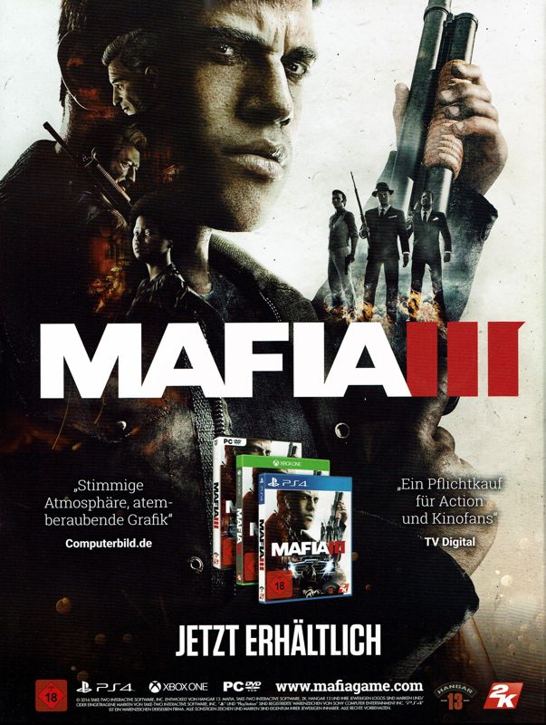 Mafia III Magazine Advertisement (Magazine Advertisements): Retro Gamer (Germany), Issue 01/2017