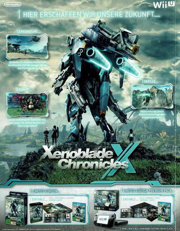 Xenoblade Chronicles X Magazine Advertisement (Magazine Advertisements): Retro Gamer (Germany), Issue 01/2016
