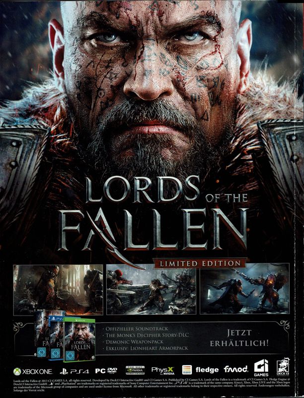 Lords of the Fallen Magazine Advertisement (Magazine Advertisements): Retro Gamer (Germany), Issue 01/2015