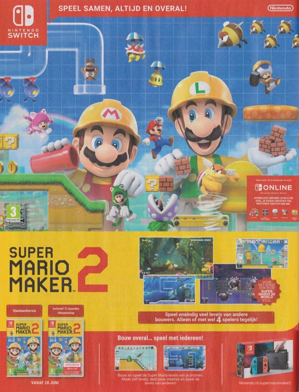 Super Mario Maker 2 Magazine Advertisement (Magazine Advertisements): Power Unlimited (The Netherlands), #306 (July 2019) page 18