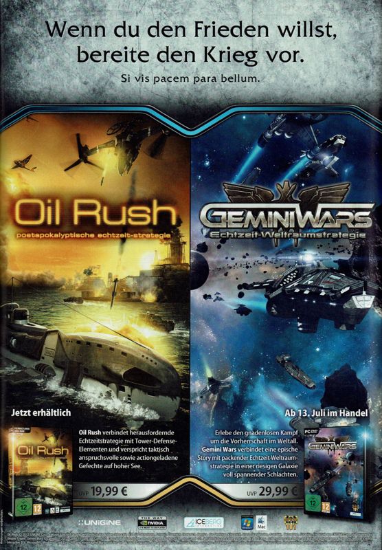Oil Rush Magazine Advertisement (Magazine Advertisements): GameStar (Germany), Issue 08/2012