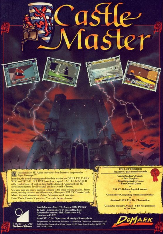 Castle Master Magazine Advertisement (Magazine Advertisements): CU Amiga Magazine (UK) Issue #2 (April 1990). Courtesy of the Internet Archive. Page 20