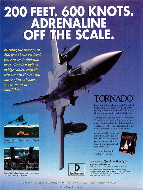 Tornado Magazine Advertisement (Magazine Advertisements): Computer Gaming World (US), Number 109 (August 1993)