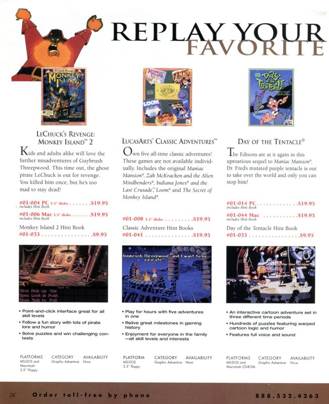 Maniac Mansion: Day of the Tentacle Catalogue (Catalogue Advertisements): LucasArts Company Store (Winter 1999/2000)