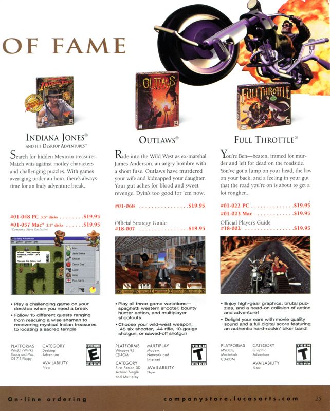 Full Throttle Catalogue (Catalogue Advertisements): LucasArts Company Store (Winter 1999/2000)