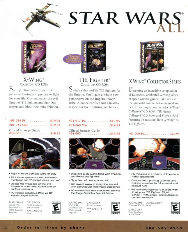 Star Wars: X-Wing - Collector Series Catalogue (Catalogue Advertisements): LucasArts Company Store (Winter 1999/2000)