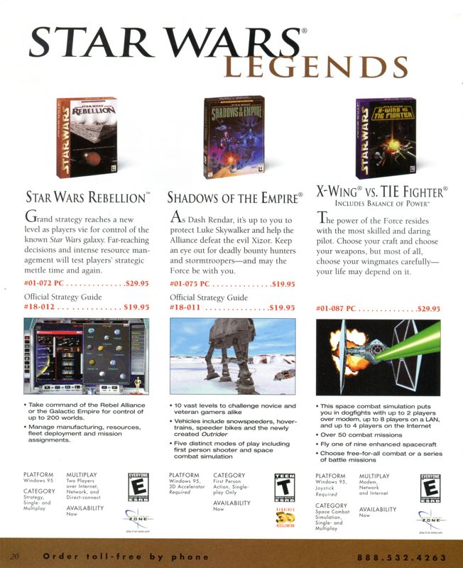 Star Wars: X-Wing Vs. TIE Fighter + Balance of Power Other (Catalogue Advertisements): LucasArts Company Store (Winter 1999/2000)