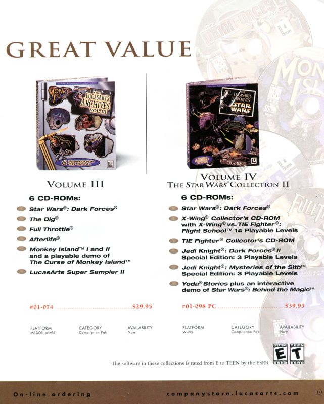 The LucasArts Archives: Vol. IV - The Star Wars Collection II Catalogue (Catalogue Advertisements): LucasArts Company Store (Winter 1999/2000)