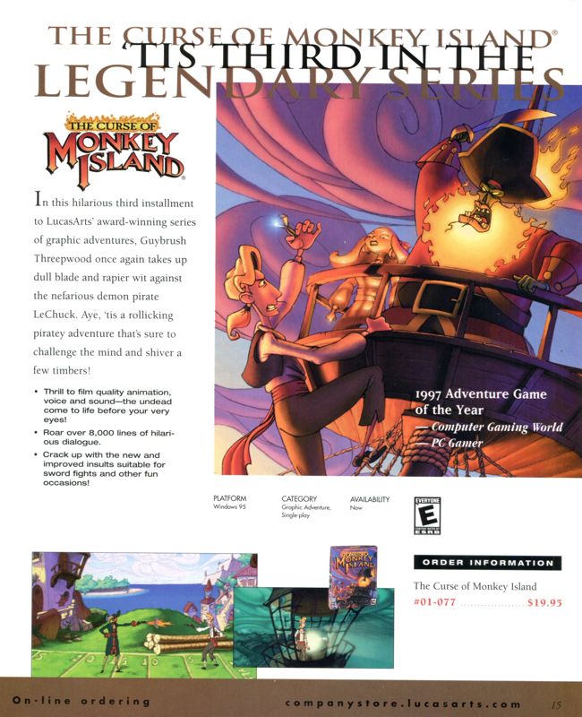 The Curse of Monkey Island Catalogue (Catalogue Advertisements): LucasArts Company Store (Winter 1999/2000)