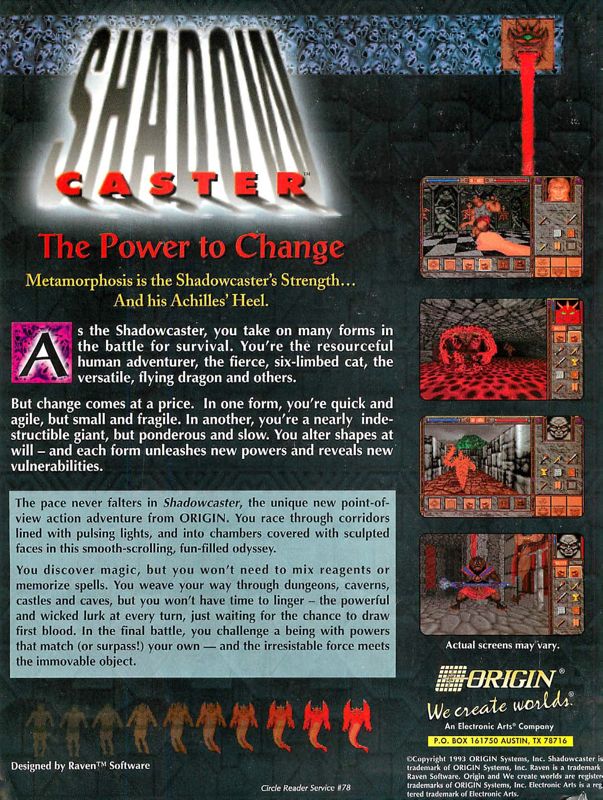 Shadowcaster Magazine Advertisement (Magazine Advertisements): Computer Gaming World (US), Number 110 (September 1993)