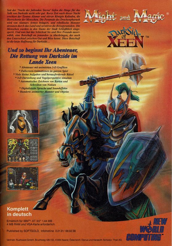 Might and Magic: Darkside of Xeen Magazine Advertisement (Magazine Advertisements): Power Play (Germany), Issue 08/1993