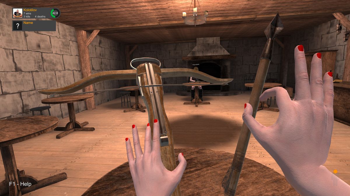 Hand Simulator Screenshot (These images accompany patch released on Steam): Charge the bolt. May 28 2019 : New level "Crossbow Battle"