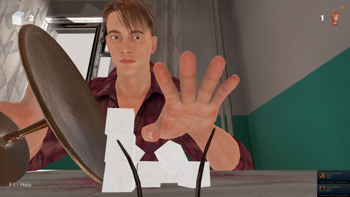 Hand Simulator Screenshot (These images accompany patch released on Steam): Playing for a cockroach, eat all the sugar on the table! Jan 19 2019 : Cockroaches vs Hands