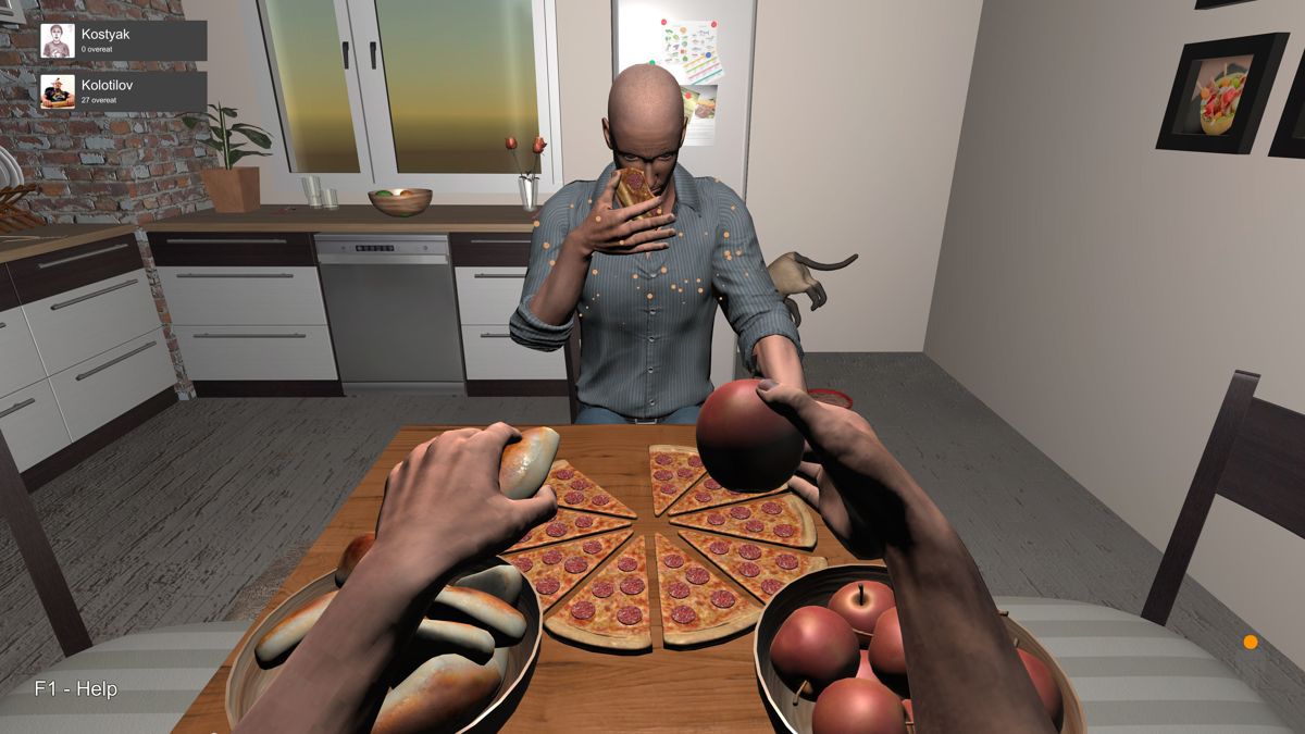 Hand Simulator Screenshot (These images accompany patch released on Steam): Take food from the table and eat faster than your rivals! After you saturate your stomach, a pleasant surprise awaits you! 27 Apr 2018 : A new level of "Fast Food"
