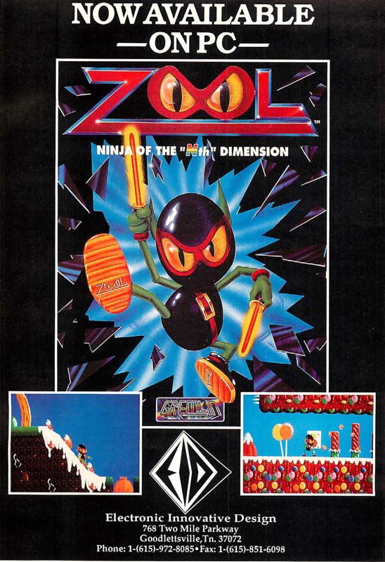 Zool Magazine Advertisement (Magazine Advertisements): Computer Gaming World (US), Number 107 (June 1993)