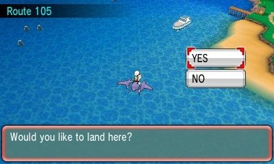 Pokémon Omega Ruby Screenshot (Fly Freely through the Skies!): ...and you can land in all sorts of places in the field as well!