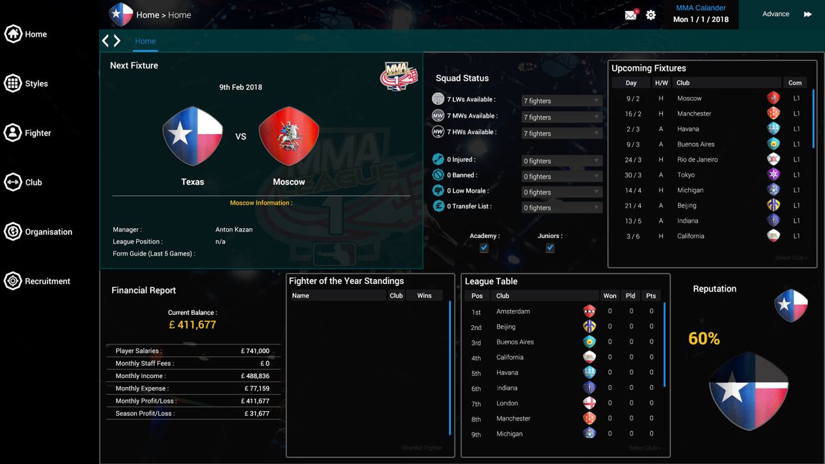 MMA Team Manager Screenshot (Steam)