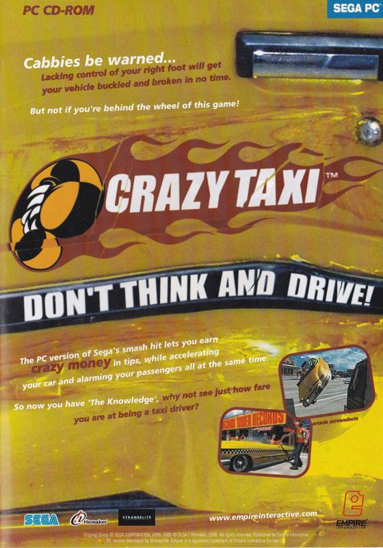 Crazy Taxi Other (Cover Advertisement): Inside cover of Virtua Tennis (2002)