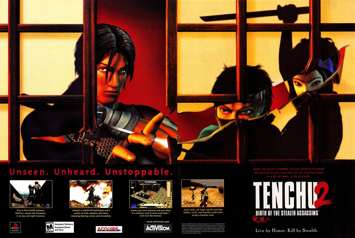 Tenchu 2: Birth of the Stealth Assassins Magazine Advertisement (Magazine Advertisements): PSM (United States), Volume 4, Issue 37 (September 2000) pp. 2-3