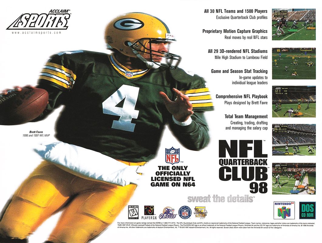 NFL Quarterback Club 98 official promotional image - MobyGames