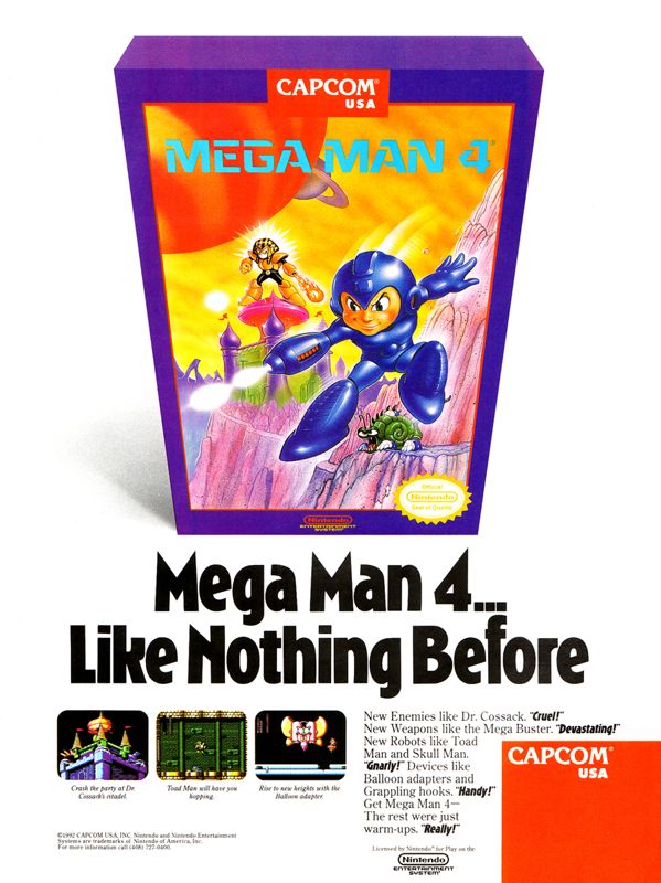 Mega Man 4 Magazine Advertisement (Magazine Advertisements): GamePro (United States), February 1992