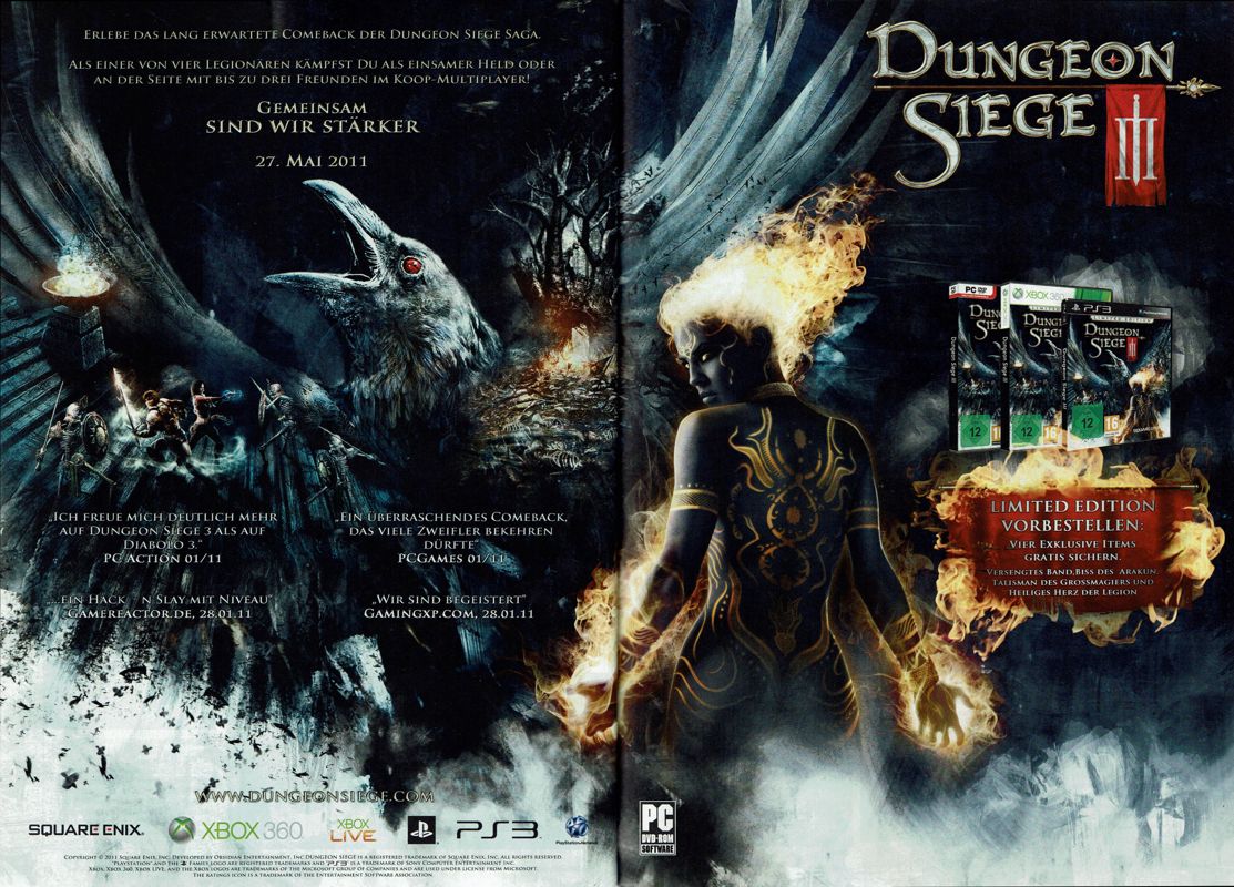 Dungeon Siege III Magazine Advertisement (Magazine Advertisements): GameStar (Germany), Issue 05/2011
