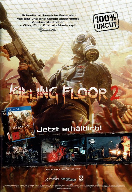 Killing Floor 2 Magazine Advertisement (Magazine Advertisements): GameStar (Germany), Issue 12/2016